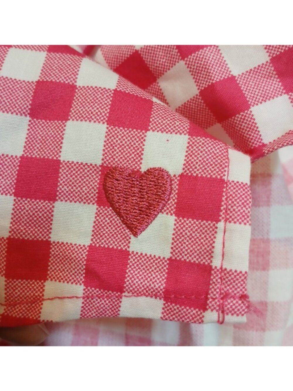 Denim & Co XXS Pink White Gingham Button Shirt Contrast Cuffs Cotton Blend #D-27 - Picture 6 of 11